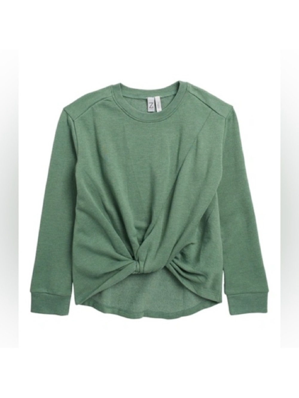 Zella Sage Green Knot-Front Sweatshirt Cosy and Cute